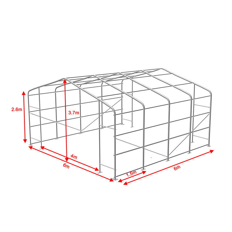 6X6 2,6 m boční výška plně pozinkovaný ocelový rám hala dočasného skladu