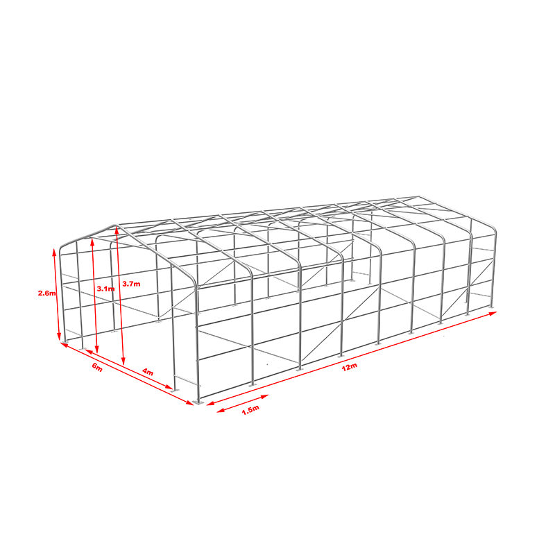 6X12 2,6 m boční výška odolná proti vysokým teplotám průmyslové skladové stany