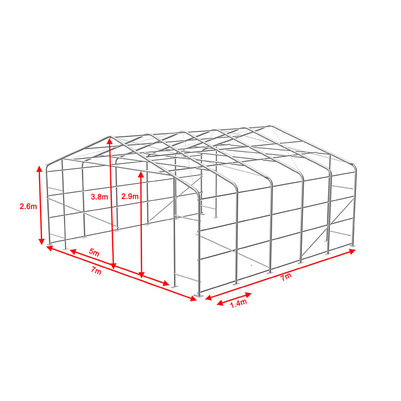 7x7 2,6 m Sideheight Průmyslový a komerční sklad Stínový stan Přenosná stanová hala