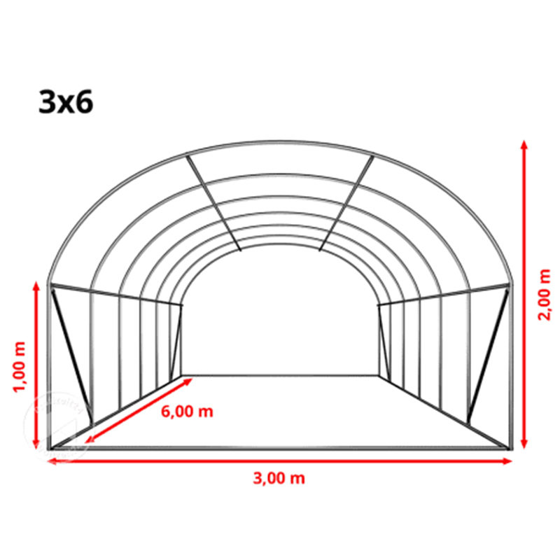 3x6x2m Weatherguard Round Top skleník & Polytunel