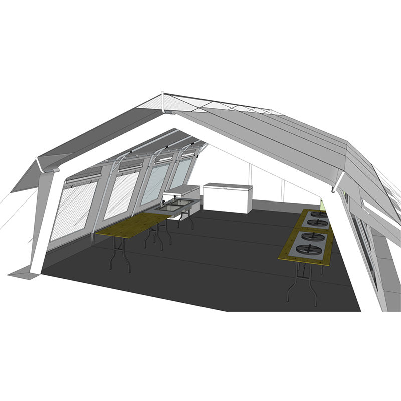 Standardní univerzální stan UNICEF 42 m² s integrovaným/odnímatelným stínícím krytem