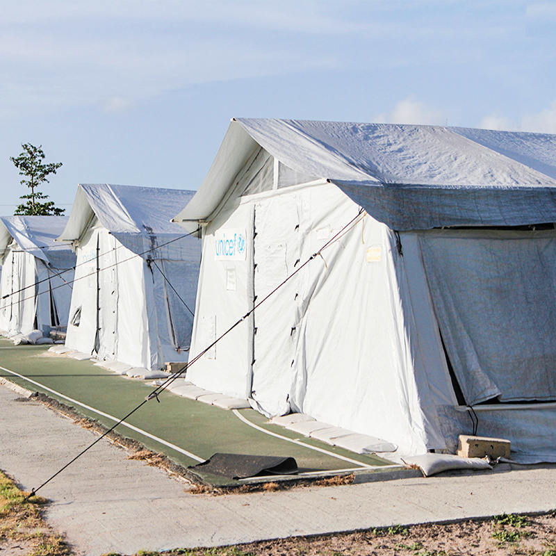 Univerzální stan UNICEF Standard 72 m² používaný pro skladování, nemocnici, výdejnu, školu, kancelář