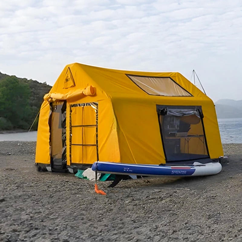 Ohnivzdorný a antibakteriální nafukovací kempingový stan Glamour pro 8-10 osob