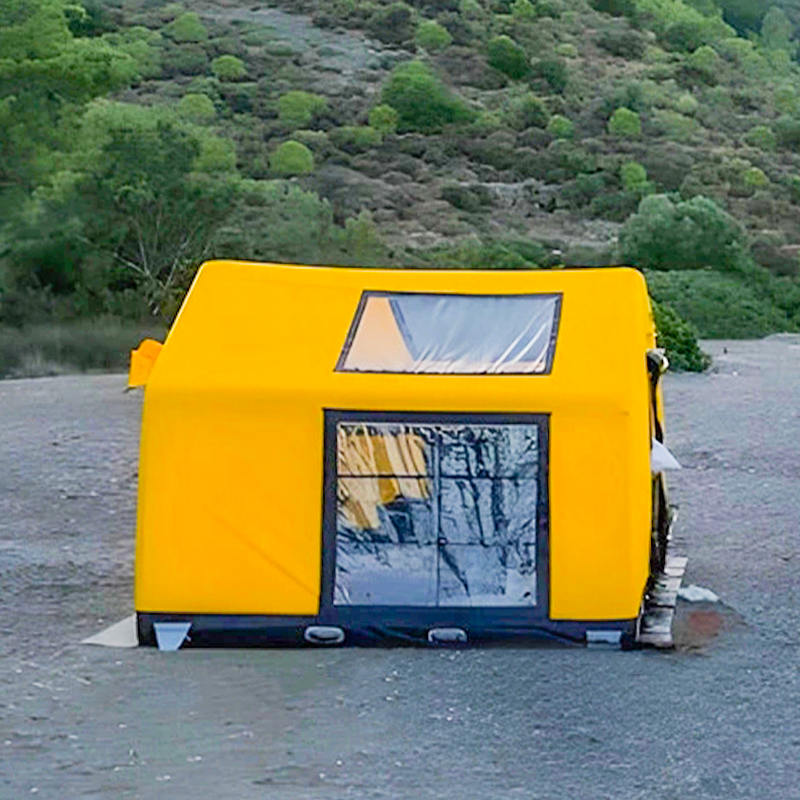 Ohnivzdorný a antibakteriální nafukovací kempingový stan Glamour pro 8-10 osob