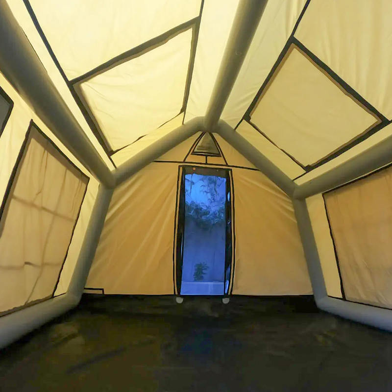 Ohnivzdorný a antibakteriální nafukovací kempingový stan Glamour pro 8-10 osob