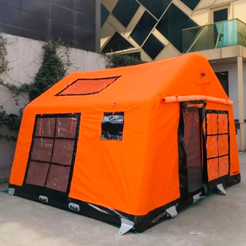 Ohnivzdorný a antibakteriální nafukovací kempingový stan Glamour pro 8-10 osob