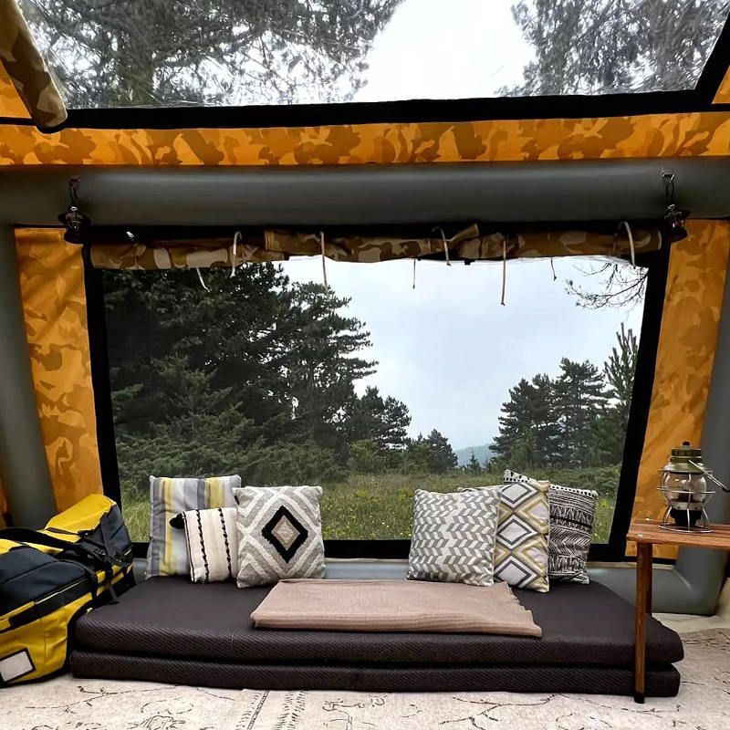 Čtyřsezónní panoramatický nafukovací kempingový stan pro 8-10 osob