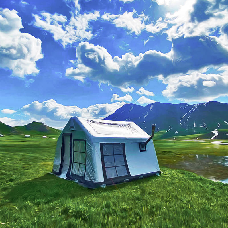 Čtyřsezónní panoramatický nafukovací kempingový stan pro 8-10 osob