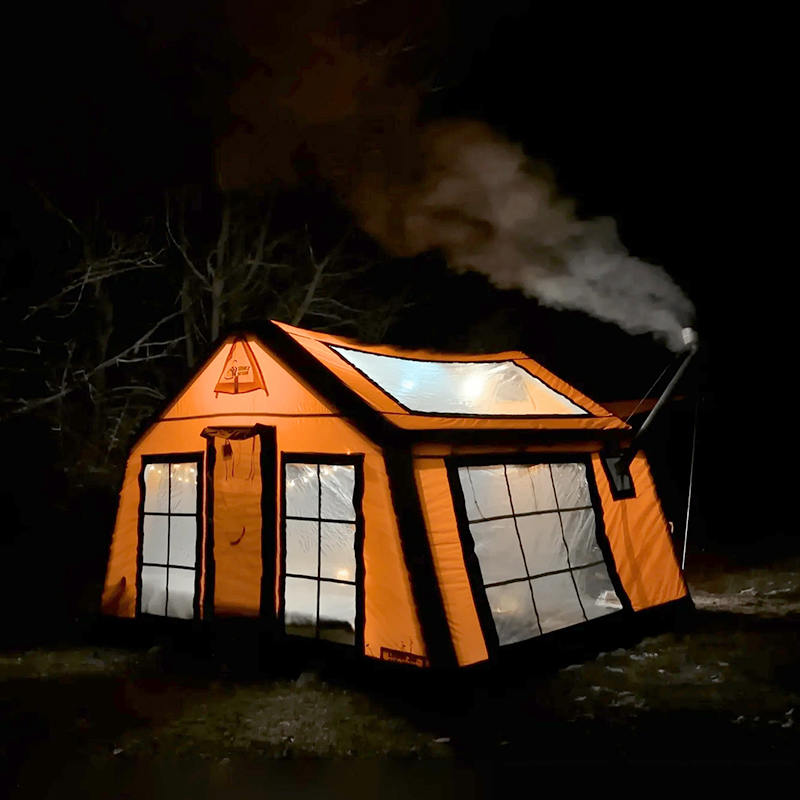 Čtyřsezónní panoramatický nafukovací kempingový stan pro 8-10 osob