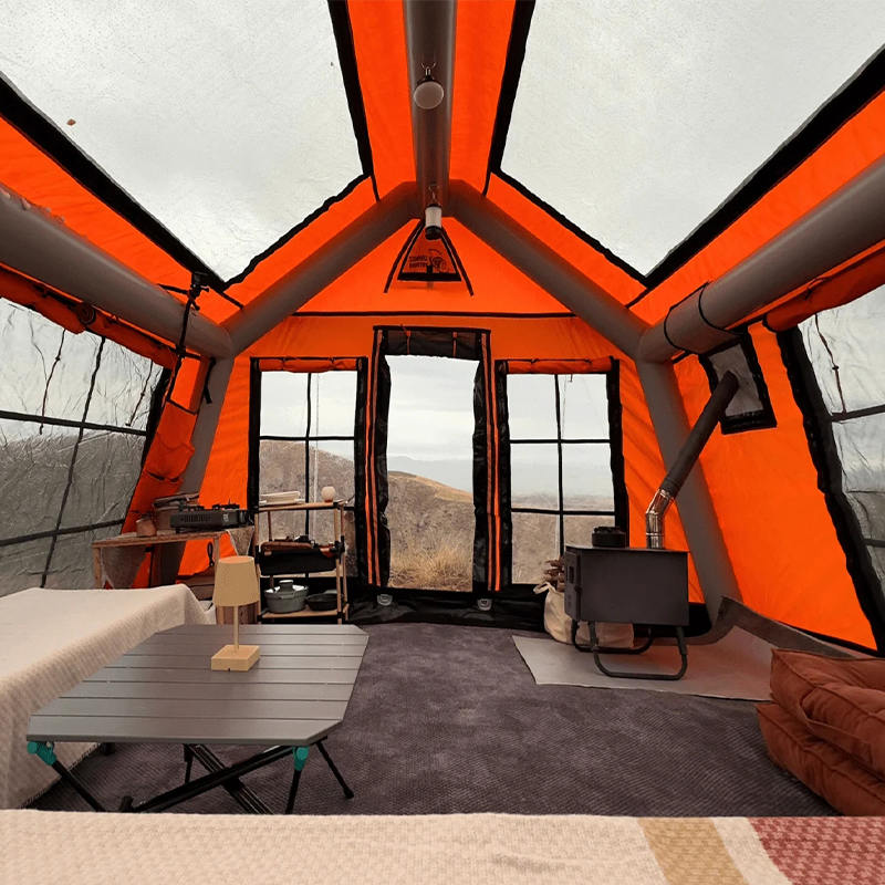 Čtyřsezónní panoramatický nafukovací kempingový stan pro 8-10 osob