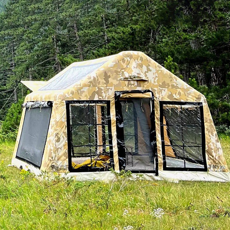 Čtyřsezónní panoramatický nafukovací kempingový stan pro 8-10 osob