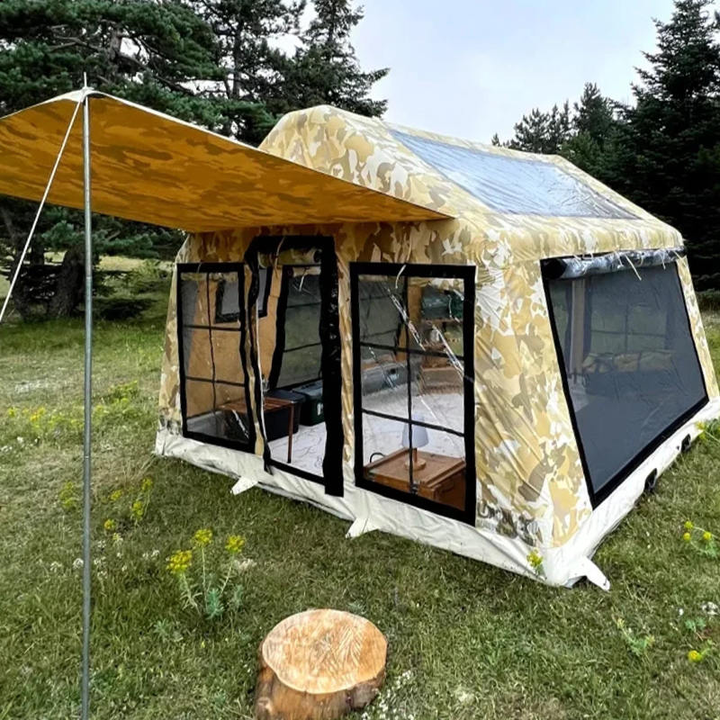 Čtyřsezónní panoramatický nafukovací kempingový stan pro 8-10 osob